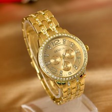 Hot Sales Geneva Brand Gold Plated watches women men Rhinestone dress quartz wristwatch Relojes Mujer ge001 2024 - buy cheap