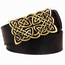 Fashion Women leather belt metal buckle retro Celtic knot Design weave belts hip hop Decorative belt Street Dance free shipping 2024 - buy cheap