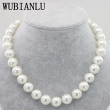 WUBIANLU 14mm Black White Sea South Shell Pearl Necklace 18 Inch Magnetic Buckle Fashion Women Necklaces Jewelry 2024 - buy cheap