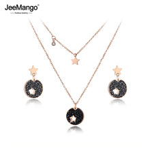 JeeMango de moda de cristal de CZ gargantilla estrella collares pendientes conjuntos de joyas para niñas pavimentar diamantes de imitación de acero inoxidable JSE012 2024 - compra barato