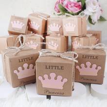 OurWarm 10Pcs Crown Paper Kraft Candy Dessert Gift Boxes Party Favor Bags For Guest Wedding Baby Shower Baptism Decoration 2024 - buy cheap