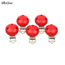 5Pcs Red Wooden Metal Baby Dummy Pacifier Clips Holders Round Clasps Suspender Garment Accessories Plastic Insert 29x45mm 2024 - buy cheap