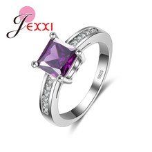 Модные штампованные серебряные кольца фиолетовые CZ женские Свадебные обручальные оптовые ювелирные изделия кольца на палец 7 и 9 2024 - купить недорого
