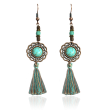 Stone earrings Vintage BOHO Lucky Flowers Tassel earrings Elegant Fashion Party Earrings Charm Women Drop earring 2024 - buy cheap