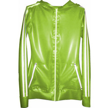 2019 New Style Latex Rubber Unisex Apple Green and White Top Sports Coat With Zipper Size XXS-XXL 2024 - buy cheap