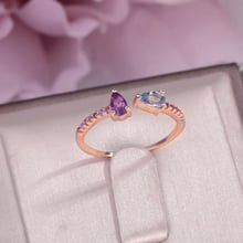 Fine Jewelry Rings for Women 925 Silver Topaz Amethyst Gemstone Sterling Tear Drop Cute Adjustable Ring Bijouterie CCRI043 2024 - buy cheap