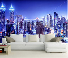 Murales 3D personalizados, escena nocturna del Centro de Dubái, edificios modernos hermosos, sala de estar, sofá, pared de TV, papel de pared del dormitorio 2024 - compra barato