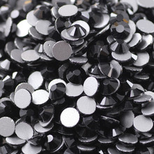 100pcs Cute Crystal Black / Jet Round Flatback Crystal Nail Rhinestone Different Sizes SS3-20 RS-06 2024 - buy cheap