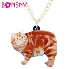 Bonsny эффектное акриловое ожерелье с котенком жирной кошки подвеска цепочка чокер ошейник с животными ювелирные изделия для женщин девочек детский подарок оптовая продажа 2024 - купить недорого