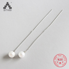 Pendientes de cadena larga con perlas y borlas colgantes, joyería de plata de ley 925, nueva moda 2024 - compra barato