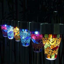 Solar LED Path Colorized Light Outdoor Garden Lawn Stainless Steel Spot Lamp Mosaic Glass Lamp 2024 - buy cheap