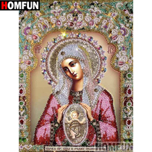 Алмазная 5D картина HOMFUN «сделай сам», полноразмерная/круглая вышивка крестиком «религиозная женщина», подарок для домашнего декора, A01641 2024 - купить недорого