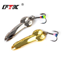 FTK 1pc 5g/10g/15g/20g Winter Ice Fishing Lure  Gold Silver Spoon Spinner Hard Baits Bass Lure With Treble Hook For Trout Pike 2024 - buy cheap