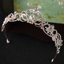 New Rose Gold Crystal Wedding Tiara Crown Bridal Hair Accessories Princess Pageant Crowns Gift For Women Hair Jewelry Hairbands 2024 - buy cheap