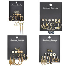 Modyle 9 Pairs/Set Mix Design Square Rhinestone Stud Earrings For Women AAA Cubic Zirconia Earrings Fashion Jewelry 2024 - buy cheap