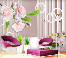 Decorative wallpaper Rose butterfly 3D column background wall 2024 - buy cheap