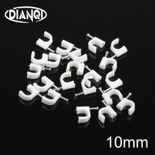 Nylon PE Plastic Circle Path white 10mm Circle Cable Clip C Shaped High Carbon Steel Nails Cable clips Wire Wall holder 100pcs 2024 - buy cheap