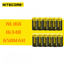 Nitecore-batería de ion de litio recargable con protección, 100% NL166 RCR123 3,7 V 650mAh 2.4WH, 12 Uds. 2024 - compra barato