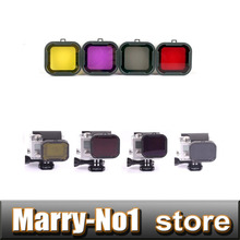 4pcs color choose  Snap-on Diving Housing Macro Lens Glass Filter For HD Gopro Hero 3+ GO PRO 2024 - buy cheap