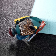 Zlxgirl jewelry Blue Purple Enamel fish Brooch Pins For Women And Men punk hijab pins New Year's gift rhinestone hijab accessory 2024 - buy cheap