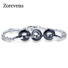 Zorcvens moda preto/branco cerâmica charme pulseiras para feminino círculo redondo pulseiras & pulseiras pulseras jóias acessórios 2024 - compre barato