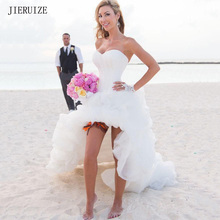 JIERUIZE-vestidos de Organza blancos para boda, Vestido corto por delante, largo, bohemio, de Boda nupcial 2024 - compra barato