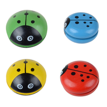 Esfera de ioiô com quatro cores divertidas, brinquedos esguicho de madeira para crianças, azul, verde, vermelho, amarelo, joaninha, yoyo, 1 peça 2024 - compre barato