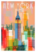 Home Decor New York Retro Travel 4-Silk Art Poster Wall Sicker Decoration Gift 2024 - buy cheap