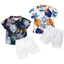 Модные летние комплекты одежды для маленьких мальчиков, футболка с рисунком, короткие штаны, комплект одежды 2024 - купить недорого