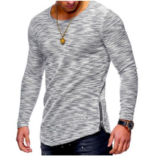 2019 Verão Homens T Camisa Homens de Manga Longa Magro Ocasional Em Torno Do Pescoço Tops Tees T-Shirt Trecho Mens Roupas Chemise Homme 3XL 2024 - compre barato