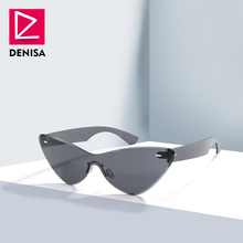 DENISA New Cool Rimless Sunglasses Cat Eye Trendy Vintage One Piece Lens Glasses Girls Shades For Women UV400 Oculos Gafas G8003 2024 - buy cheap