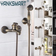 YANKSMART-grifo de ducha montado en la pared, juego de ducha de latón antiguo, cabezal de ducha de mano, grifos de ducha de baño de un solo Mango, juegos de mezclador 2024 - compra barato