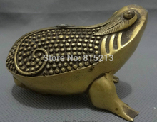 bi0011663 10CM Folk Chinese Bronze FengShui Wealth Jump Hoptoad Toad Frog Statue Animals 2024 - buy cheap