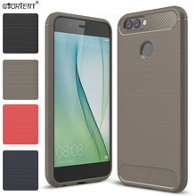 Phone Funda For Huawei Nova 2 Nova2 Carbon Fiber Brushed Shockproof Fitted Case PIC-L29 PIC-L09 LX9 Soft Silicone Bumper Cover 2024 - buy cheap