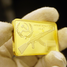 Золотые слитки AK47, золотые слитки для ружья, золотые слитки, монета Калашникова 2024 - купить недорого