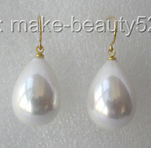 Hot sale Free Shipping>>>>Bbig 20mm drip baroque white south sea shell pearl jewe earrings 2024 - buy cheap