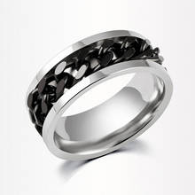 Men Women Chain Style Stainless Steel Band Ring Christmas Jewelry Gift Gold Silver Black 2024 - buy cheap