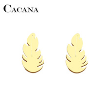 CACANA-pendientes de acero inoxidable para hombre y mujer, joyería de compromiso para amantes, Color dorado y plateado, envío directo 2024 - compra barato