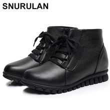 Snurulangenuine couro botas femininas 2018 botas de neve quente além de sapatos de inverno de veludo não-deslizamento cunhas à prova dwaterproof água botas de inverno 2024 - compre barato