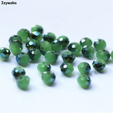 Isywaka Non-hyaline Green Color 4*6mm 50pcs Rondelle Austria faceted Crystal Glass Bead Loose Spacer Round Beads for DIY Making 2024 - buy cheap