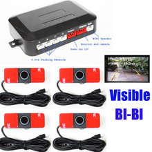Car Video Parking Sensor Reverse Backup Assistance Radar Alarm System + 16mm Flat Sensors 7 Colors , Sound BIBIBI 2024 - купить недорого