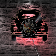 Reloj de pared con diseño de coche, lámpara de pared de 12 pulgadas con luz LED, diseño moderno de disco de vinilo Vintage para decoración del hogar, regalo para amantes de los coches 2024 - compra barato