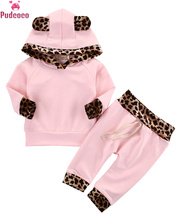 2pcs Newborn Baby Girl Clothing Set Thanksgiving Kids Girls Pink Long Sleeve Leopard Hoodie Sweatshirt+Pants Outfits Set 2024 - buy cheap
