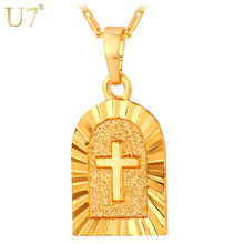 U7 Cross Necklace & Pendant Fashion Christian Jewelry Gold/Silver Color Women/Men Colar P628 2024 - buy cheap
