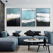 Абстрактный синий черный цвет фотообои современный пейзаж плакат и печать домашний декор Настенная картина для гостиной 2024 - купить недорого