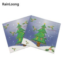 RainLoong-servilletas de árbol de Navidad de papel, suministros festivos y de fiesta, servilletas de tejido para decoración, Decoupage 2024 - compra barato
