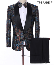 Tpsaade conjunto masculino de casamento, calças de casamento para noivo, jaqueta de três peças, slim fit, traje de baile personalizado 2024 - compre barato