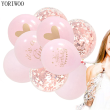 YORIWOO Latex Balloon Confetti Baloon Set Happy Birthday Balloon Its A Girl 1st Birthday Party Decoration Kids Baby Shower Girl 2024 - buy cheap