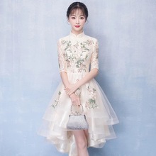 Классическое женское платье, традиционное китайское современное свадебное платье-Ципао цвета шампанского, женское платье в восточном стиле 2024 - купить недорого