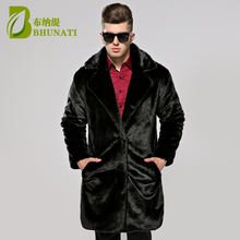 BHUNATI-abrigo de piel sintética para hombre, chaqueta de manga larga con cuello vuelto, informal, con cremallera, de piel artificial, prendas de vestir cálidas para invierno 2024 - compra barato